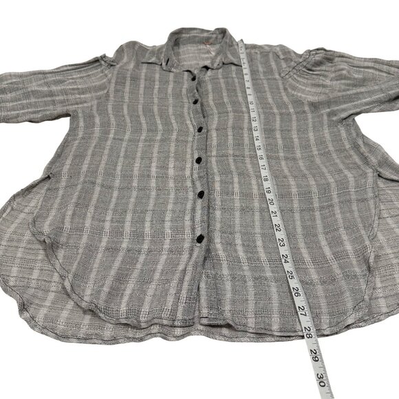 Free People Headed to the Highlands Button‎ Up Gray Black Gauze Style Top Size S - Picture 11 of 11